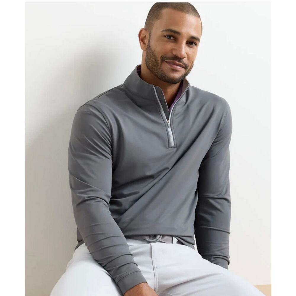 Peter Millar | NWT Perth Performance 1/4 Zip Grey Long Sleeve Size Large